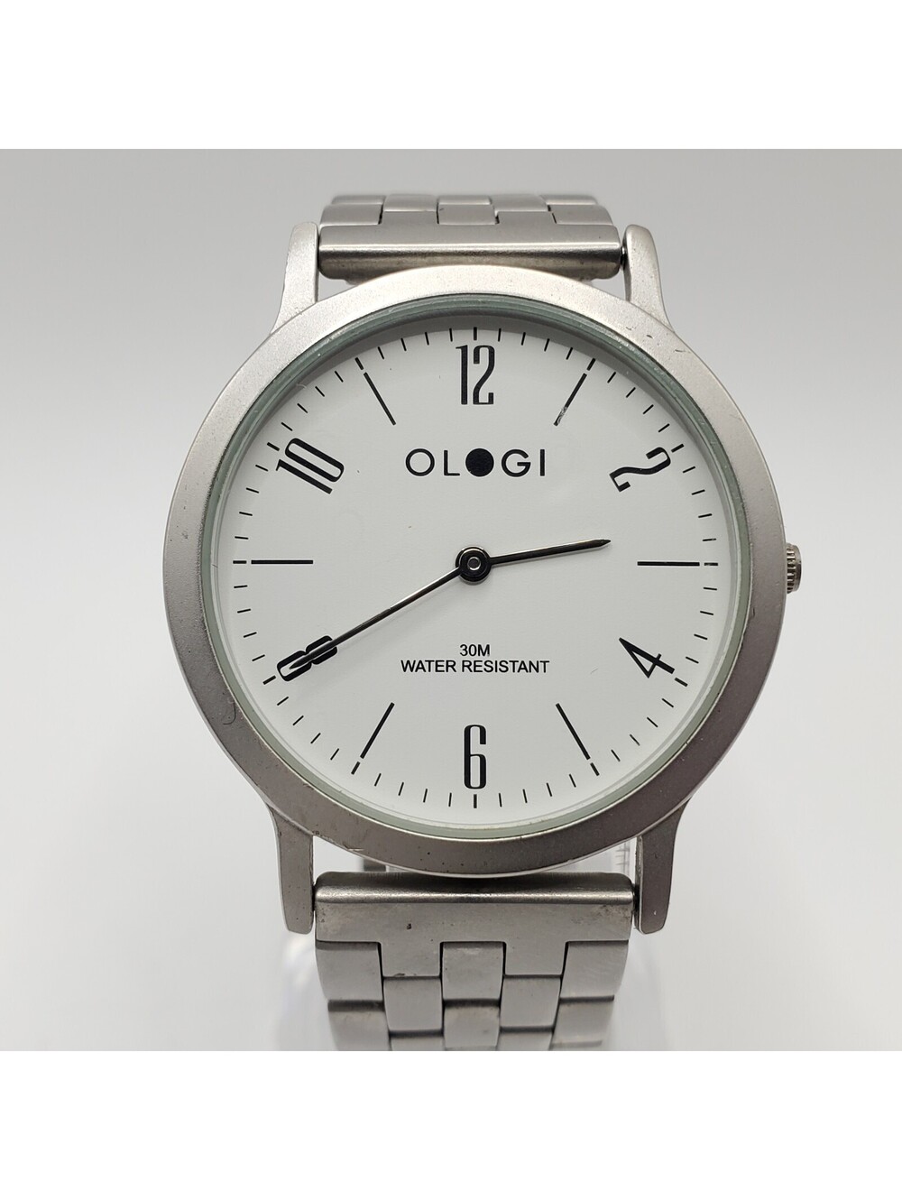 Ologi Quartz Watch 34mm Silver Tone White Dial New Battery